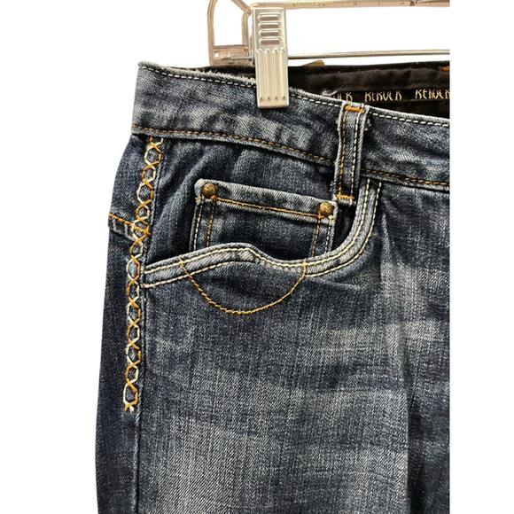 ReRock Express Embellished Embroidered Dark Wash Denim Jeans Size 28 07RJ72 Blue - Picture 5 of 8